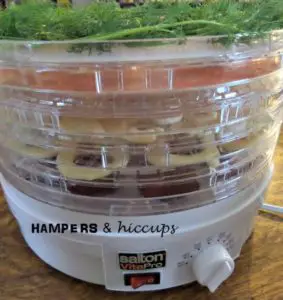 My personal review of the Salton DH4154 Collapsible Dehydrator. #dehydrate your garden produce + other goods. Create yummy #healthy #snacks. #Preserve #herbs #vegetables #fruit #meat. #inexpensive way to start your dehydrating journey. Learn what I #love and what I don’t. Plus some tips for any #dehydrator, as well as a #free #mealplan. #hampersandhiccups #food #family 