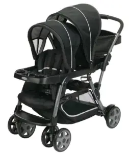 Graco Double Stroller Review of the Ready2Grow double stroller - If you're thinking of purchasing a double stroller, the Graco Ready2Grow double stroller (review) should be at the top of your list. Read about it here. #DoubleStroller #ProductReviews #GracoDoubleStroller #SecondChild #StrollerReview #HampersAndHiccups Graco double stroller review Ready2Grow black onyx stroller