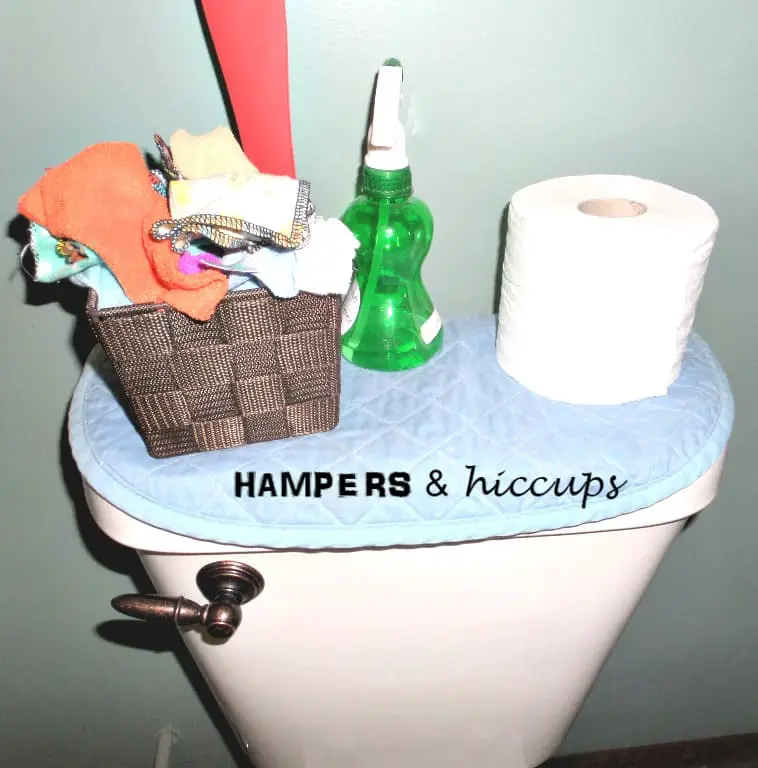 How to add instant interest to your bathroom. Easy DIY bathroom upgrade. Are you looking for a quick way to make your bathroom pretty? Simple project to bring texture, colour and fun to your bathroom. Easy DIY toilet tank upgrade. Turn that ugly toilet into something cute and pretty. Hide the toilet. How to make the bathroom more beautiful. How to upgrade my bathroom on a budget. Easy ways to upgrade the bathroom. DIY projects for the bathroom. #homemaking #diy #bathoom #renovation Inexpensive ways to upgrade a bathroom