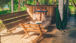 Finishing touches to your deck wood furniture hammock
