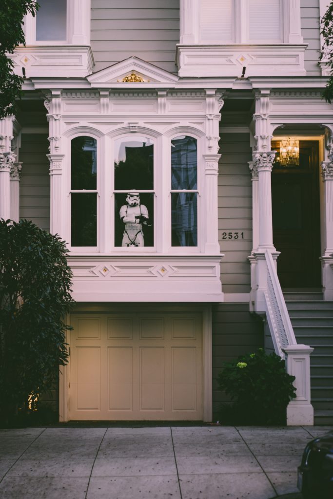 Keep Your Home Safe With These 3 Tips There are ways to make any home a little more secure and keep your home safe AND it doesn't have to cost you thousands of dollars! #HomeSafety #HomeSecurity #Safety #Hampers&Hiccups Keep Your Home Safe With These 3 Tips front window of a house star wars storm trooper protecting house