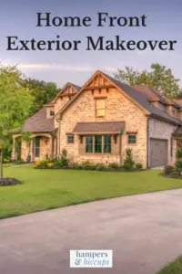 Home Front Exterior Makeover - brick home with manicured lawn and cared for driveway hampersandhiccups