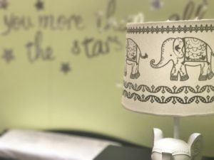 Ways to decorate your child's room - elephant theme love you more than all the stars light olive green