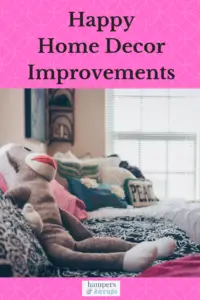 Happy Home Decor Improvements child's bedroom plush sock monkey pillows comforters corner shelf hampersandhiccups