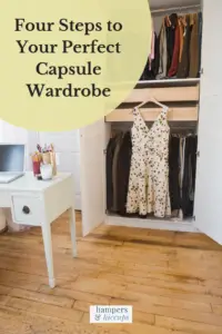 Four Steps to Your Perfect Capsule Wardrobe desk closet with a summer day dress ready to wear hampersandhiccups