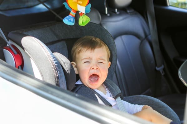 baby crying car seat