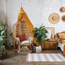 cozy house with room in boho style interior