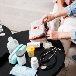 female doctor opening medical first aid