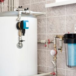 house water heating boiler with pump ball valves and filters