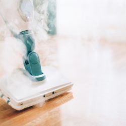 steam cleaner mop cleaining floor banner with copy space cleaning