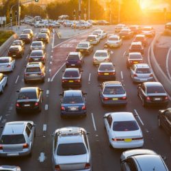 aerial view of cars in traffic