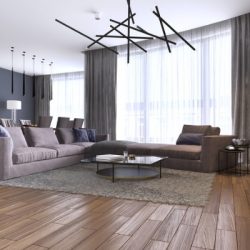 beautiful living room interior with hardwood floors and large corner