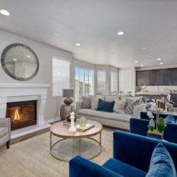 family room and kitchen of open floorplan home