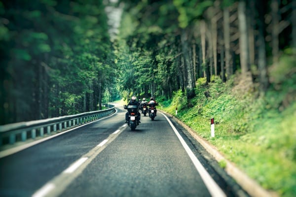 group of a bikers on the highway