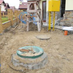 installed plastic septic tank in the house backyard septic tank