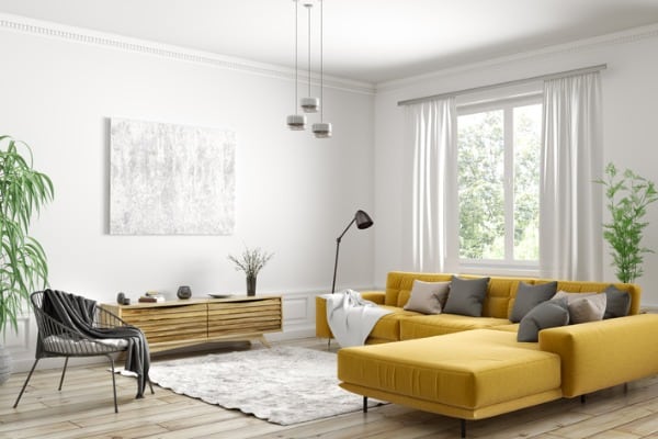interior design of modern scandinavian apartment living room