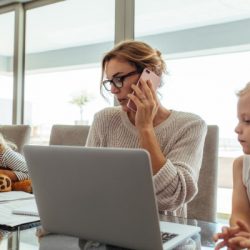 mother working from home