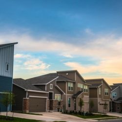 sunset in real estate suburb neighborhood