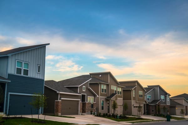 sunset in real estate suburb neighborhood