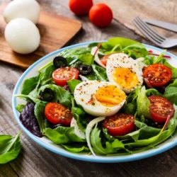 breakfast boiled egg and vegetables