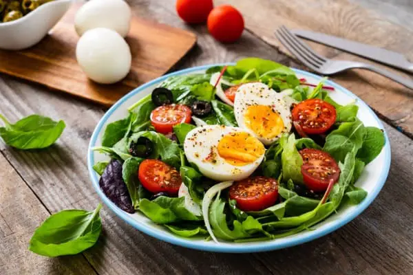 breakfast boiled egg and vegetables