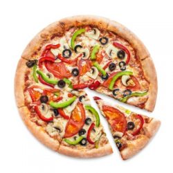 delicious vegetarian pizza on white
