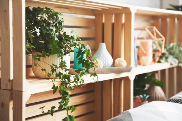 wooden drawer shelves
