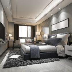 bedroom with great lights