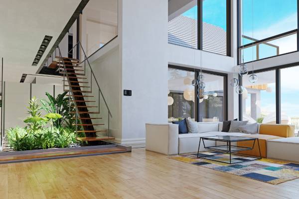 Tall plants in a high ceiling house